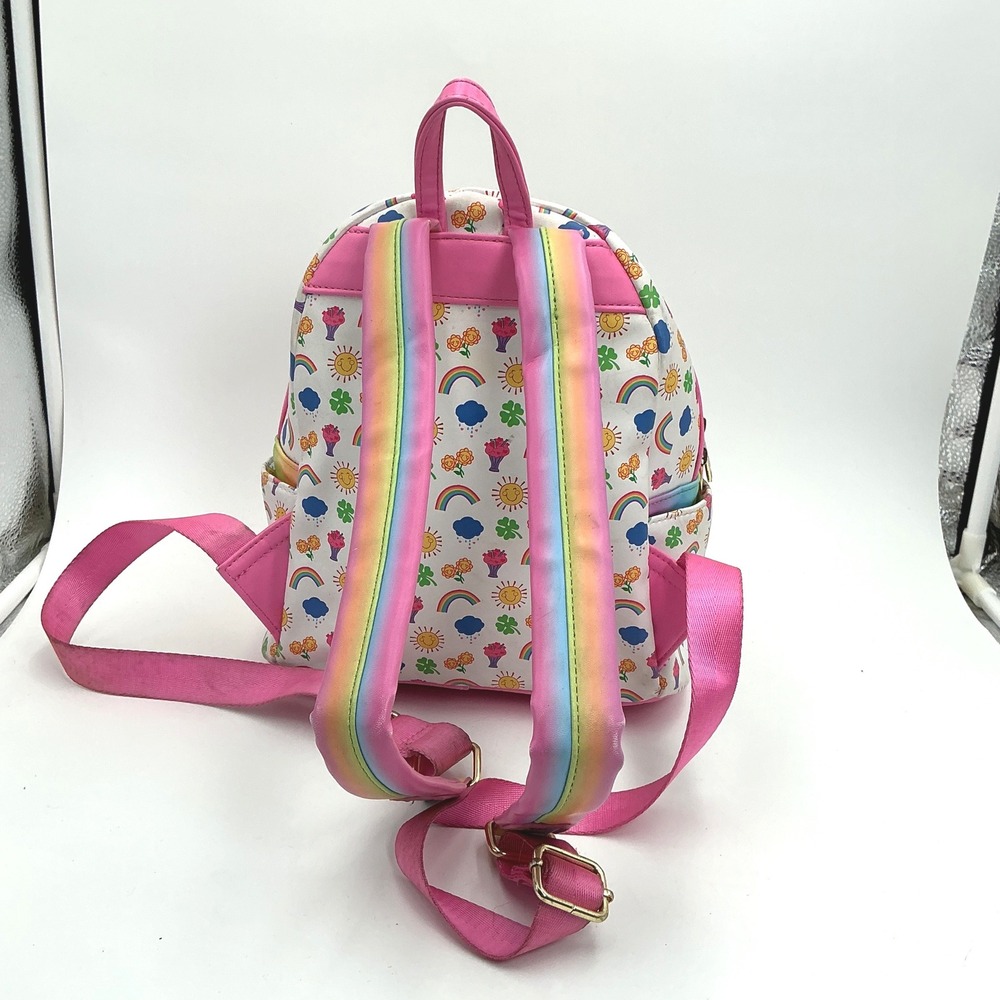 Loungefly Care Bears Rainbow Mini Backpack White Pink Faux Leather - Picture 3 of 11